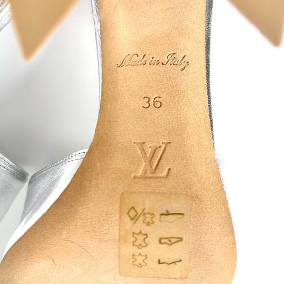 NEW Louis Vuitton Shake Crystal Embellished Metallic Calfskin LV Logo Mules 36 - Picture 9 of 10